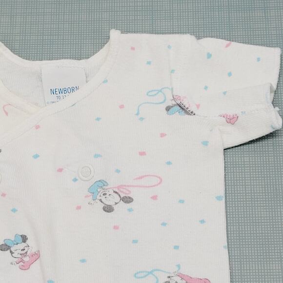 Vtg 80s Dundee Disney Babies Snap Cross Body Crib Shirt NB Mickey Minnie Mouse - Picture 3 of 12